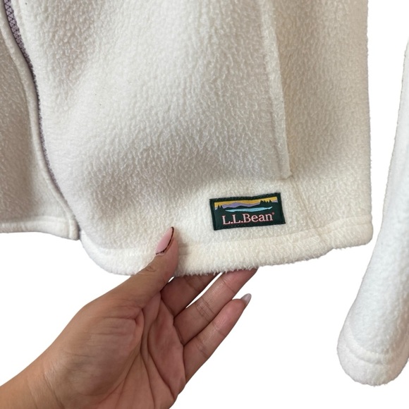 L. L. Bean Katadin Fleece Jacket Sweater Size LG Cream Zip Up Outdoors Hiking - Picture 4 of 11